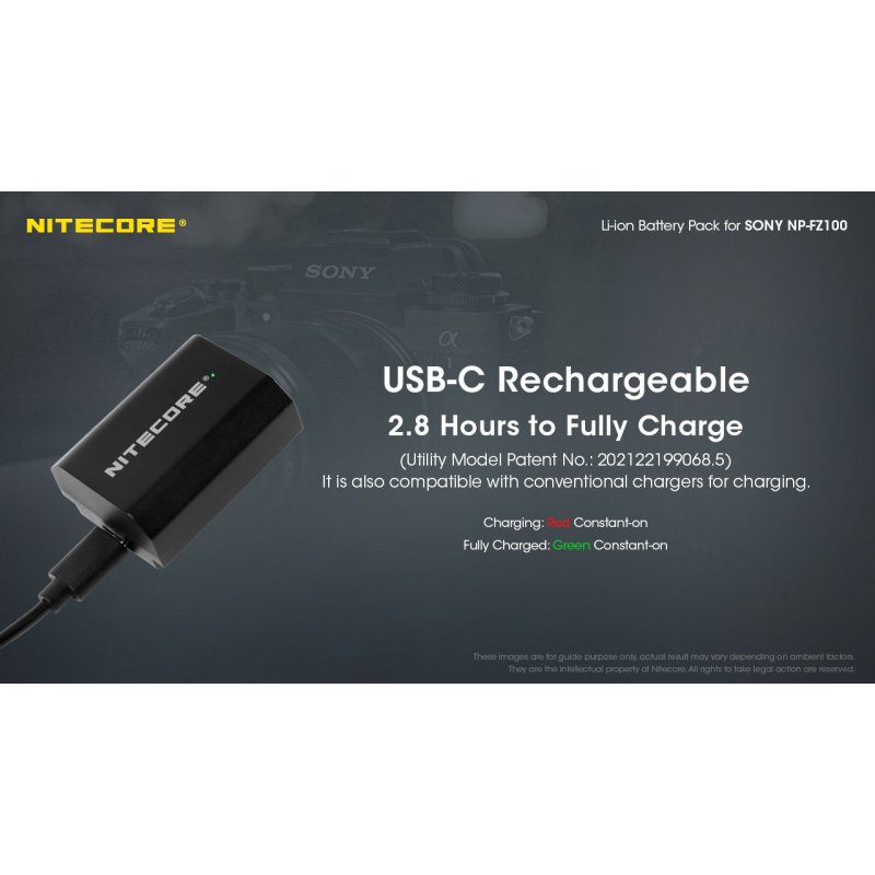 ΜΠΑΤΑΡΙΑ NITECORE for SONY NP-FZ100C, 7.2V ,...