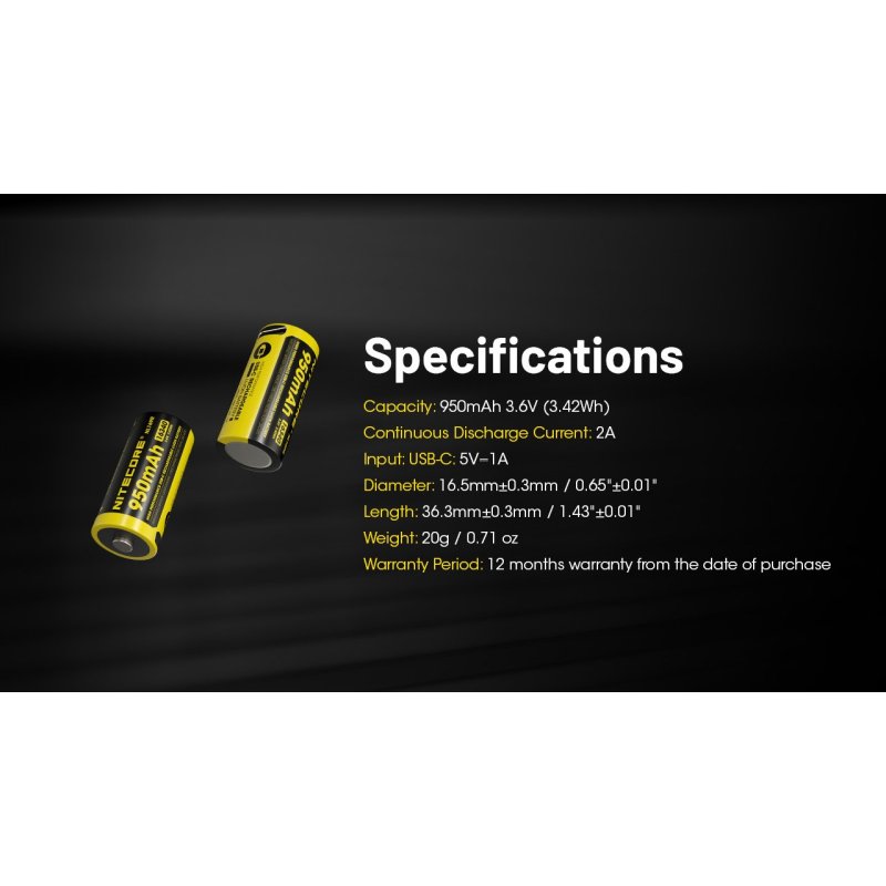 ΜΠΑΤΑΡΙΑ NITECORE 16340 / 950mAh / NL169 (τιμή...