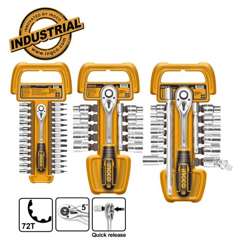 Καρυδάκια 1/4"-3/8"-1/2"+Εργαλειοθήκη Τσάντα Σετ 57 τεμ. 2