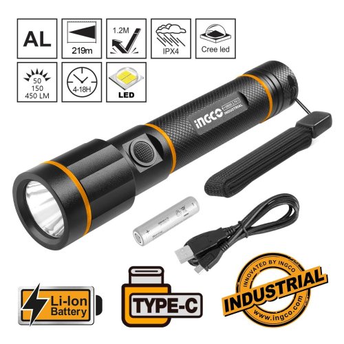 Φακός Προβολέας Li-Ion Επαναφορτιζόμενος 50-150-450...