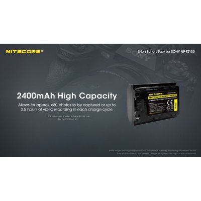 ΜΠΑΤΑΡΙΑ NITECORE for SONY NP-FZ100C, 7.2V ,...