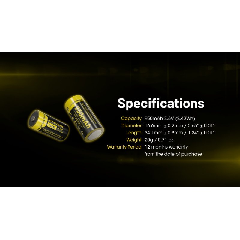 ΜΠΑΤΑΡΙΑ NITECORE 16340 / 950mAh / NL169 (τιμή...