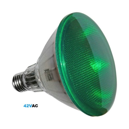 LED ΛΑΜΠΑ ΓΥΑΛΙΝΗ PAR38 E27 10W 42VAC 75° ΠΡΑΣΙΝΗ IP65