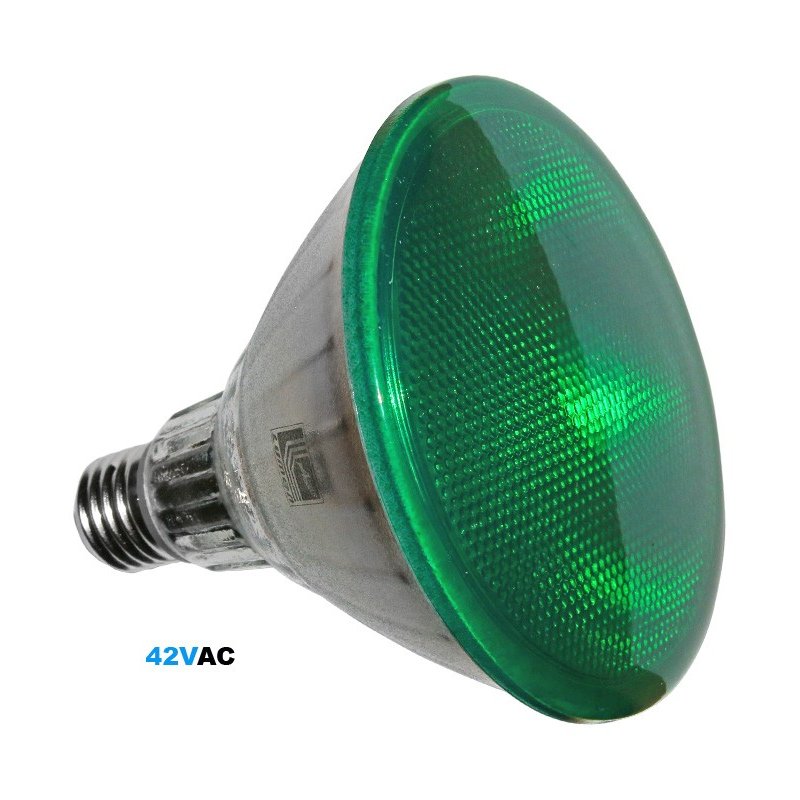 LED ΛΑΜΠΑ ΓΥΑΛΙΝΗ PAR38 E27 10W 42VAC 75° ΠΡΑΣΙΝΗ IP65