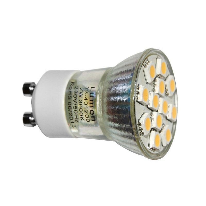 LED ΛΑΜΠΑ GU10 MR11 ΓΥΑΛΙΝΟ 2W 105° ΨΥΧΡΟ 6200Κ