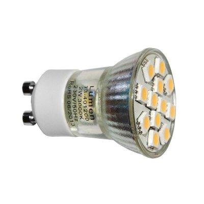 LED ΛΑΜΠΑ GU10 MR11 ΓΥΑΛΙΝΟ 2W 105° ΨΥΧΡΟ 6200Κ