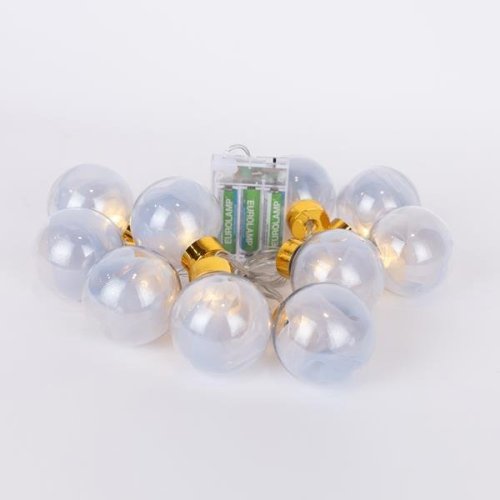 ΣΕΙΡΑ, 10 LED 5mm, ΔΙΑΚΟΣΜΗΤΙΚEΣ ΜΠΑΛΕΣ ΜΕ ΑΣΗΜΙ ΥΦΑΣΜΑ,...