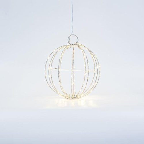 ΑΣΗΜΙ ΜΕΤΑΛΛΙΚΗ ΜΠΑΛΑ ΦΩΤΙΖΟΜΕΝΗ 20cm, 96 MINI LED,...