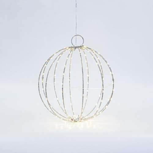 ΑΣΗΜΙ ΜΕΤΑΛΛΙΚΗ ΜΠΑΛΑ ΦΩΤΙΖΟΜΕΝΗ 30cm, 144 MINI LED,...