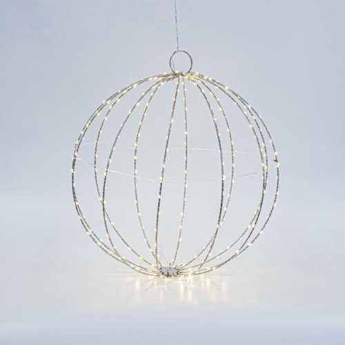 ΑΣΗΜΙ ΜΕΤΑΛΛΙΚΗ ΜΠΑΛΑ ΦΩΤΙΖΟΜΕΝΗ 40cm, 240 MINI LED,...