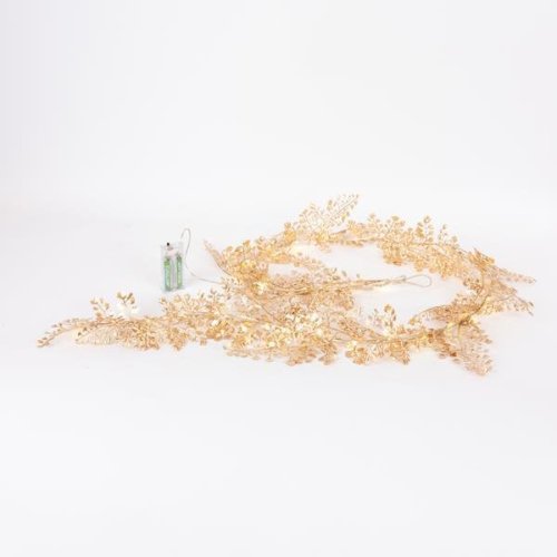 ΦΩΤΙΖΟΜΕΝΗ ΓΙΡΛΑΝΤΑ ME ΧΡΥΣΑ ΦΥΛΛΑ 150cm, 30 ΘΕΡΜΑ ΛΕΥΚΑ...