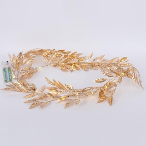 ΦΩΤΙΖΟΜΕΝΗ ΓΙΡΛΑΝΤΑ ME ΧΡΥΣΑ ΦΥΛΛΑ ΕΛΙΑΣ 150cm, 30 ΘΕΡΜΑ...