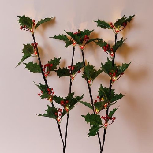 2 ΚΛΑΔΙΑ ΠΡΑΣΙΝΑ ΜΕ ΚΟΚΚΙΝΑ ΜΟΥΡΑ H75cm, ΜΠΑΤΑΡΙΑΣ 3ΧΑΑ,...