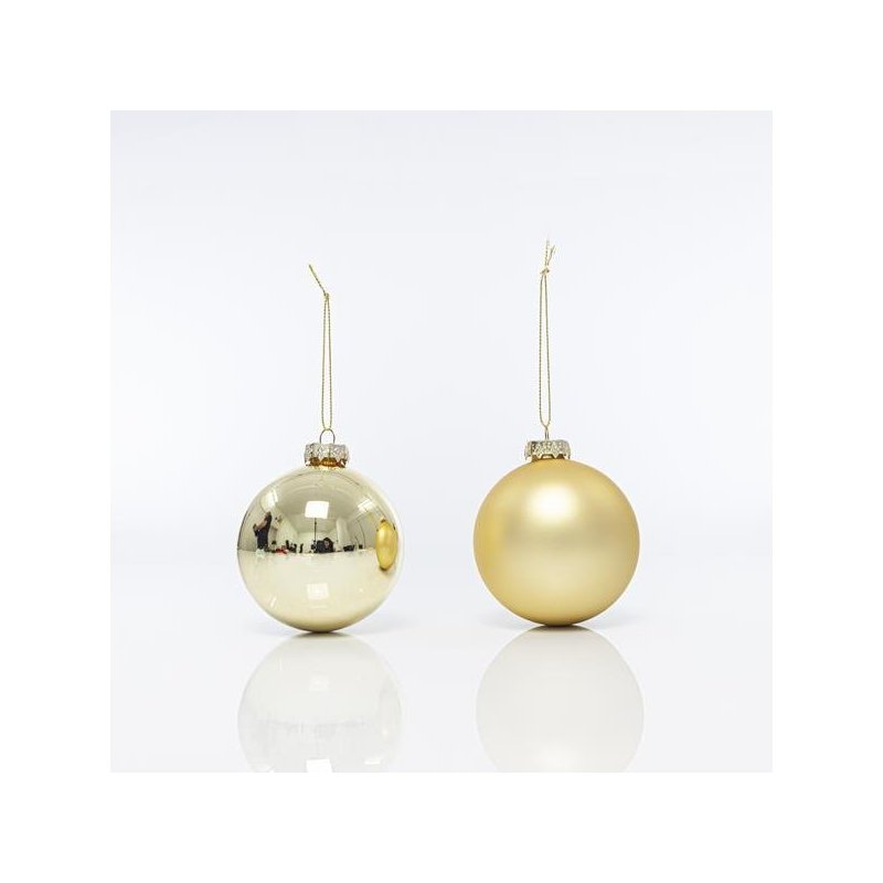 ΓΥΑΛΙΝΗ ΜΠΑΛΑ, ΧΡΥΣΗ, ΜΑΤ ΚΑΙ ΓΥΑΛΙΣΤΕΡΗ, ΣΕΤ 4 ΤΜΧ, 8cm