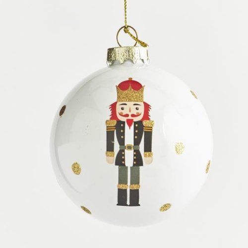 ΓΥΑΛΙΝΗ ΜΠΑΛΑ, ΑΣΠΡΗ ΜΕ ΣΧΕΔΙΟ ΚΑΡΥΟΘΡΑΥΣΤΗ, ΣΕΤ 4ΤΜΧ, 8cm