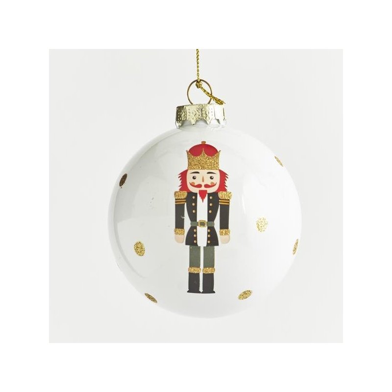 ΓΥΑΛΙΝΗ ΜΠΑΛΑ, ΑΣΠΡΗ ΜΕ ΣΧΕΔΙΟ ΚΑΡΥΟΘΡΑΥΣΤΗ, ΣΕΤ 4ΤΜΧ, 8cm