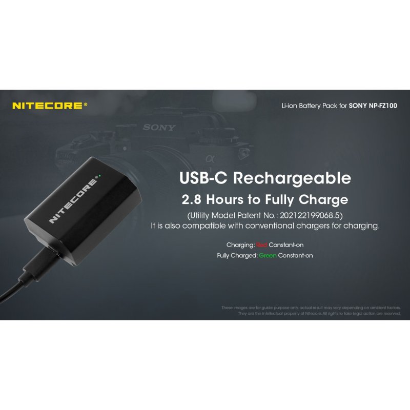 ΜΠΑΤΑΡΙΑ NITECORE for SONY NP-FZ100C, 7.2V ,...