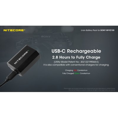 ΜΠΑΤΑΡΙΑ NITECORE for SONY NP-FZ100C, 7.2V ,...