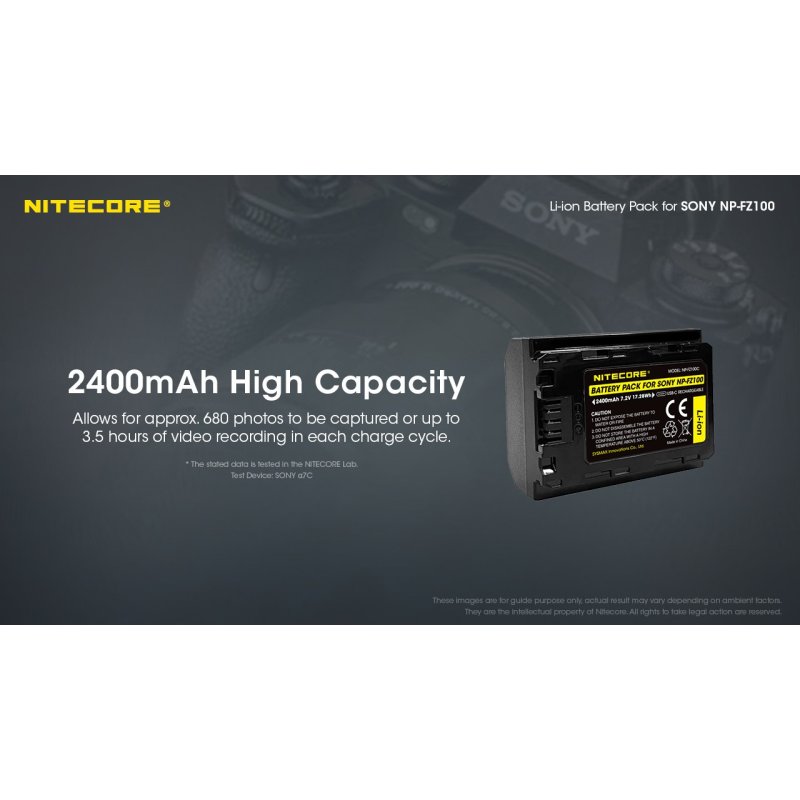 ΜΠΑΤΑΡΙΑ NITECORE for SONY NP-FZ100C, 7.2V ,...