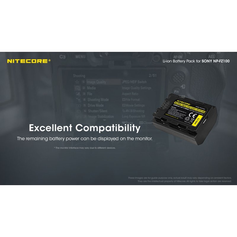 ΜΠΑΤΑΡΙΑ NITECORE for SONY NP-FZ100C, 7.2V ,...