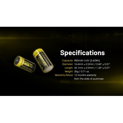 ΜΠΑΤΑΡΙΑ NITECORE 16340 / 950mAh / NL169 (τιμή...
