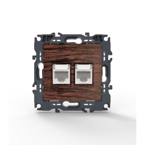 PRIME ΠΡΙΖΑ ΔΙΚΤΥΟΥ ΧΡΩΜΑ ΞΥΛΟΥ ΜΕ ΒΥΣΜΑ 2XRJ45 CAT6 UTP...