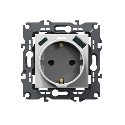 PRIME ΠΡΙΖΑ ΣΟΥΚΟ ΑΣΦΑΛΕΙΑΣ ΛΕΥΚΗ 1X2P+E 16A 250VAC &amp 2xUSB 5VDC 3A IP20