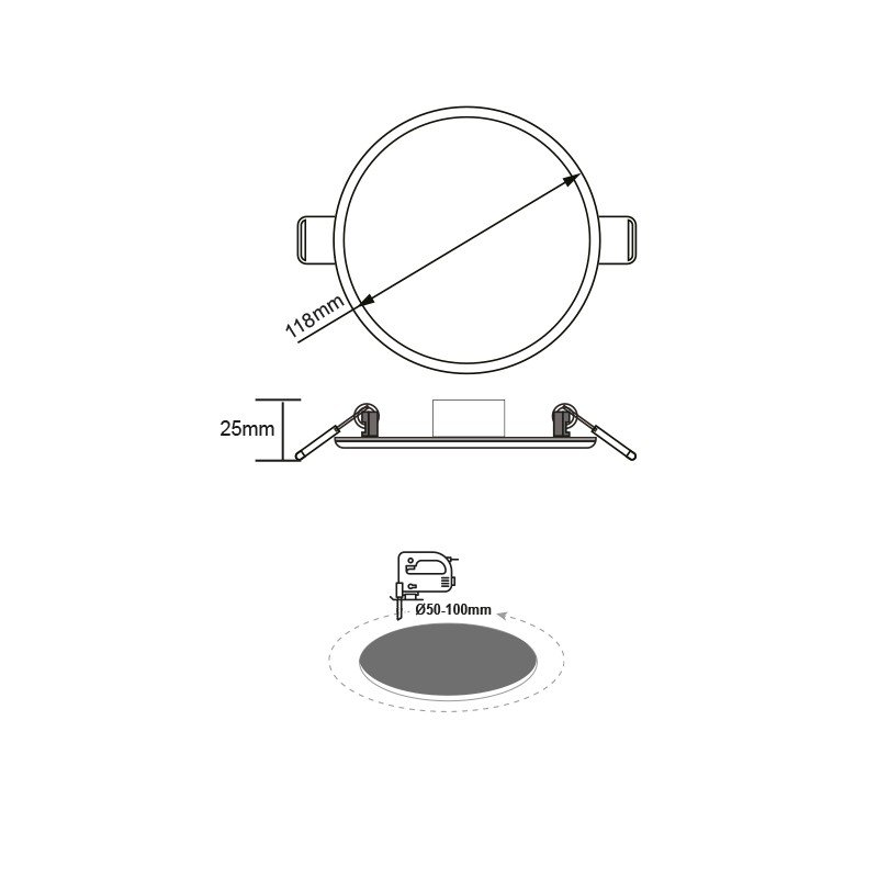 FLEXI W ROUND LED SLIMPANEL 9W 6000K 720LM 230V...
