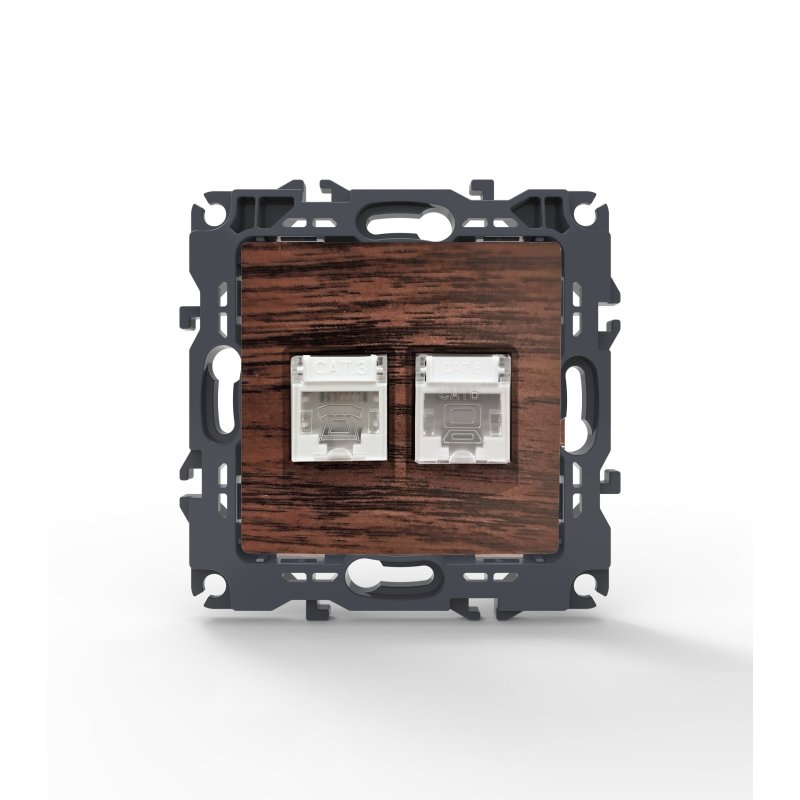 PRIME ΠΡΙΖΑ ΤΗΛΕΦΩΝΟΥ ΜΕ ΒΥΣΜΑ 1XRJ11 CAT3 IP20 &amp ΠΡΙΖΑ ΔΙΚΤΥΟΥ ΧΡΩΜΑ ΞΥΛΟΥ ΜΕ ΒΥΣΜΑ 1XRJ45 CAT6 UTP IP20