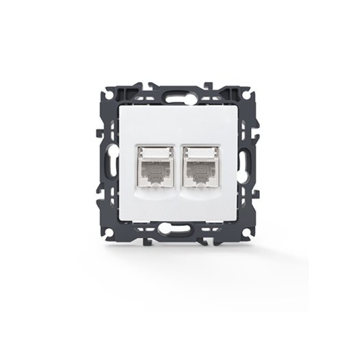 PRIME ΠΡΙΖΑ ΔΙΚΤΥΟΥ ΛΕΥΚΗ 2XRJ45 ΜΕ ΒΥΣΜΑ CAT6 UTP IP20