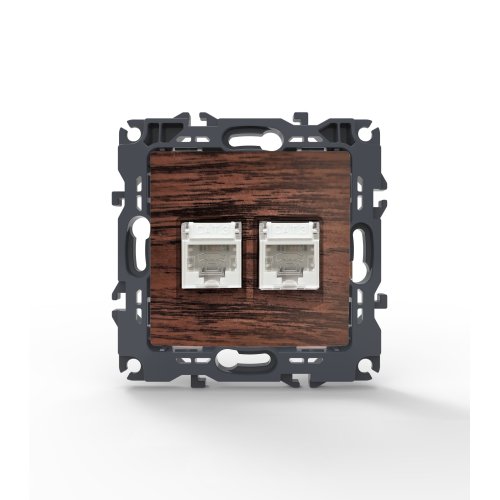 PRIME ΠΡΙΖΑ ΤΗΛΕΦΩΝΟΥ ΧΡΩΜΑ ΞΥΛΟΥ ΜΕ ΒΥΣΜΑ 2XRJ11 CAT3 IP20