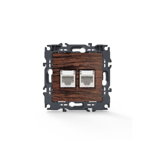 PRIME ΠΡΙΖΑ ΔΙΚΤΥΟΥ ΧΡΩΜΑ ΞΥΛΟΥ ΜΕ ΒΥΣΜΑ 2XRJ45 CAT6 UTP... 2