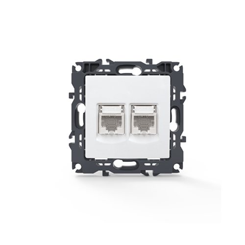 PRIME ΠΡΙΖΑ ΔΙΚΤΥΟΥ ΛΕΥΚΗ 2XRJ45 ΜΕ ΒΥΣΜΑ CAT6 UTP IP20 2