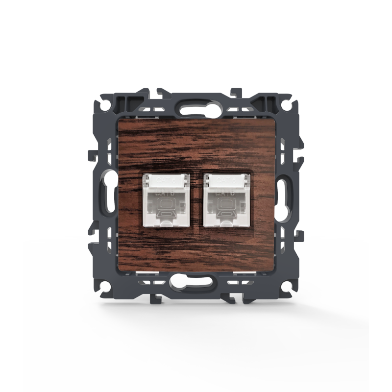 PRIME ΠΡΙΖΑ ΔΙΚΤΥΟΥ ΧΡΩΜΑ ΞΥΛΟΥ ΜΕ ΒΥΣΜΑ 2XRJ45...