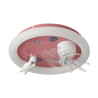 ΑΝΕΜΙΣΤΗΡΑΣ ΟΡΟΦΗΣ ΠΑΙΔΙΚΟΣ ΜΟΝΟΚΕΡΟΣ ΡΟΖ 15W ΜΕ LED ΦΩΣ 48W ΚΑΙ ΚΟΝΤΡΟΛ