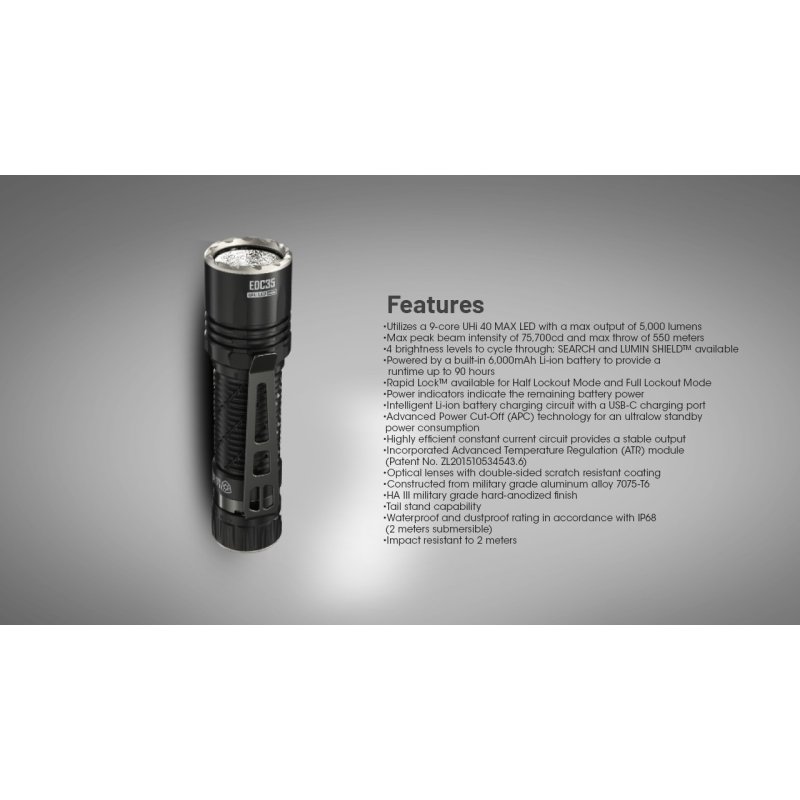 ΦΑΚΟΣ LED NITECORE EDC35, 5000Lumens, UHi LED